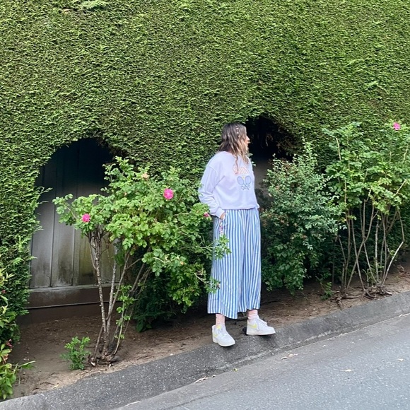 H&M Pants - H&M Blue and White Striped Wide Leg Pants